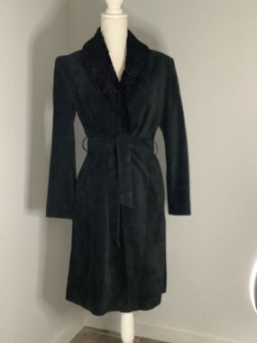 Genuine Suede Leather Trench Coat